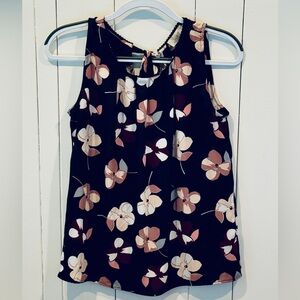 LOFT Floral Sleeveless Blouse - Black and Pink